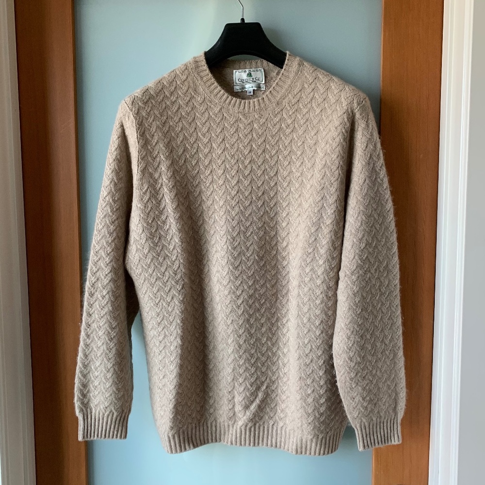 Carroll & Co beige cable knit cashmere sweater